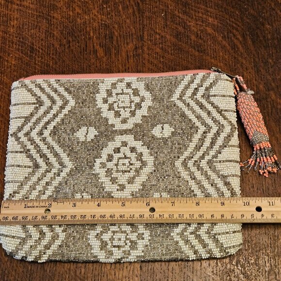 Jasper & Jeera Silver, White and Pink Beaded Bag - Picture 3 of 6